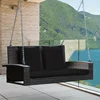 RELAX4LIFE Porch Swing 2-Seat Patio Rattan Wicker Porch Swings Outdoor W Two 7.9 Ft Solid Steel Chain Comfortable Back a 2