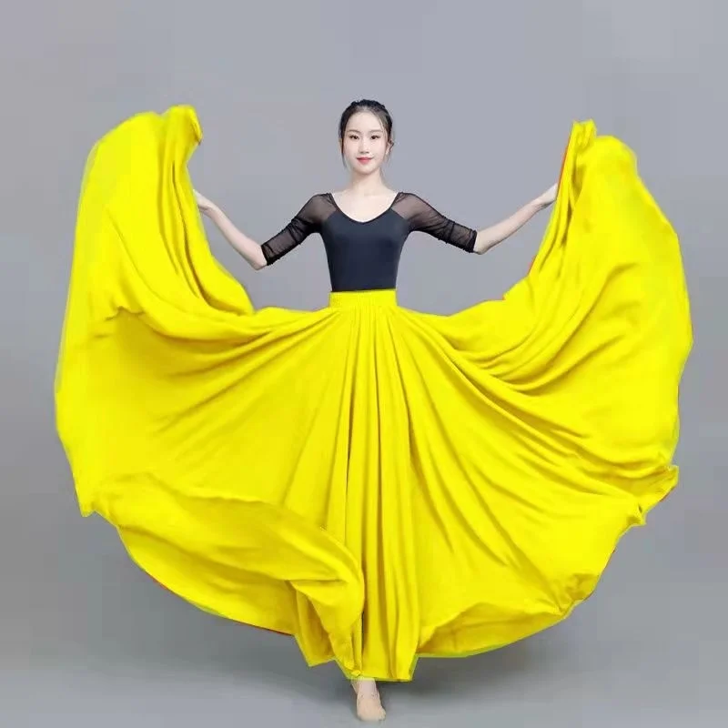 MISSMAO Gonna Da Danza Del Ventre A 720° In Chiffon - Maxi Gonna Lunga A Pieghe Per Performance E Allenamento