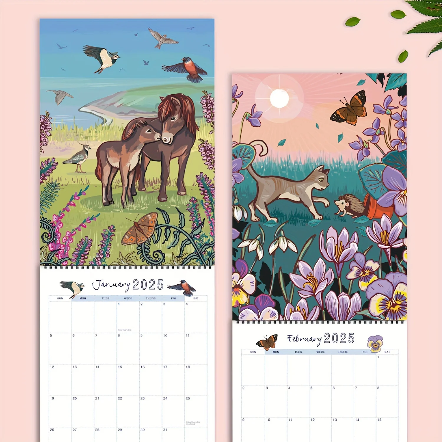 Nature & Wildlife Art Wall Calendar-Monthly Planning Organizer with Sturdy Paper-Animal Illustrations for Scheduling