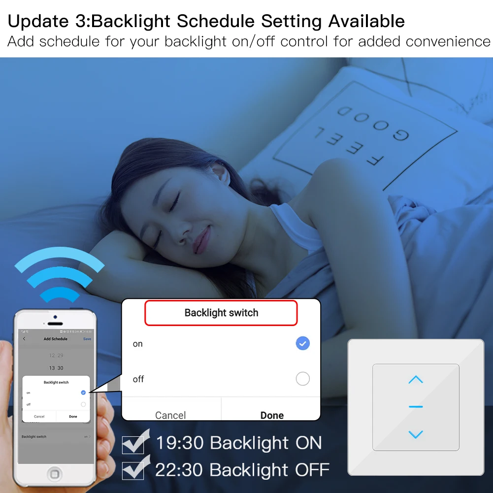 WiFi Smart Curtain Switch with Touch Design