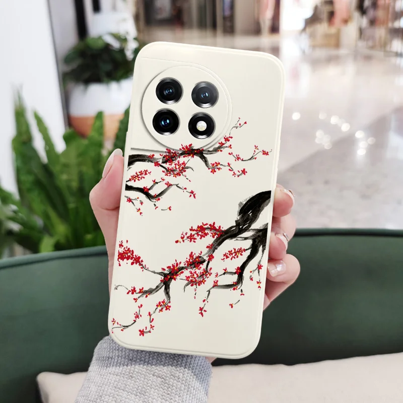 Elegant Cold Plum Snow Liquid Silicone Phone Case Cover