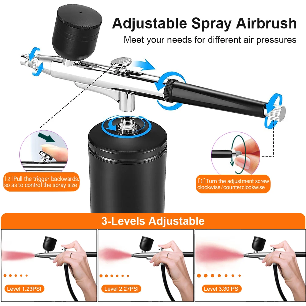 Airbrush Nail with Compressor Portable Air Brush with Compressor For Nails Art Cake Painting Craft Airbrush Nail Art Compressor 3