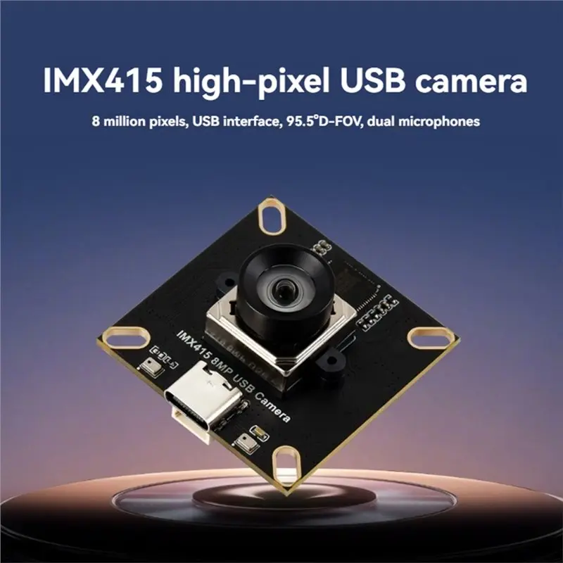 BG-IMX415 8MP USB 카메라 모듈(듀얼 마이크 포함) 3840X2160 95.5 ° D-FOV 왜곡 없는 렌즈 USB2.0 Type-C
