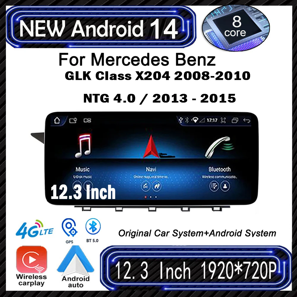 

12.3" IPS Android For Mercedes Benz GLK Class X204 2008-2010 NTG 4.0 / 2013 - 2015 NTG 4.5 Car Radio Video Stereo GPS Navigation