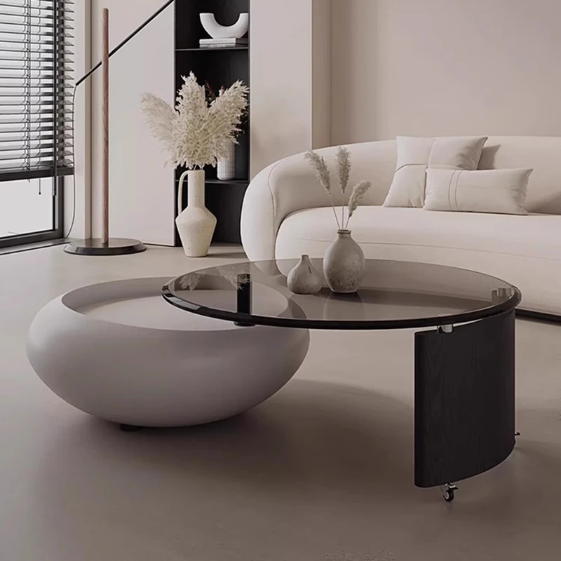 

Роскошный круглый стеклянный журнальный столик для гостиной, мобильный чайный столик, современный столик-Консоль низкие современные для салонов, Скандинавская мебель
