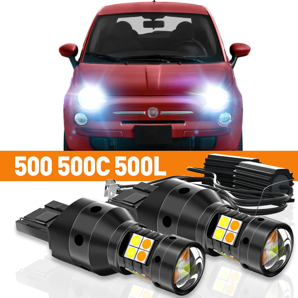 2x LED Dual Mode Turn Signal+Daytime Running Light DRL For Fiat 500 500C 500L 2007-2018 2009 2012 2013 2014 Accessories Canbus