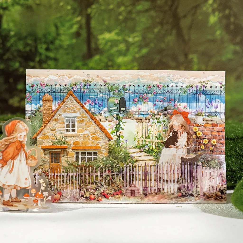 Journamm 40mm * 2m 정원 울타리 애완 동물 테이프 세트 스크랩북 저널링을위한 꽃 마당 스티커 DIY 공예 및 미술 용품