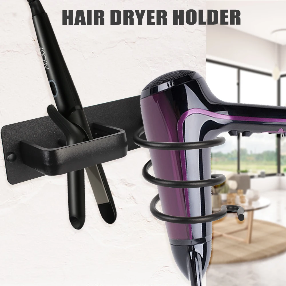 Hair Dryer Holder Rack Organizer Hair Straightener Holder Storage Rack Wall Mounted Bathroom Shelf Storage Accessories