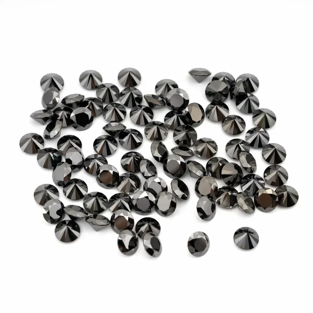 Moissanite Round Shape Black Color Primary Colours Small Size Charms Gemstone DIY Ring Necklace Earrings Materials moissanite charms materials