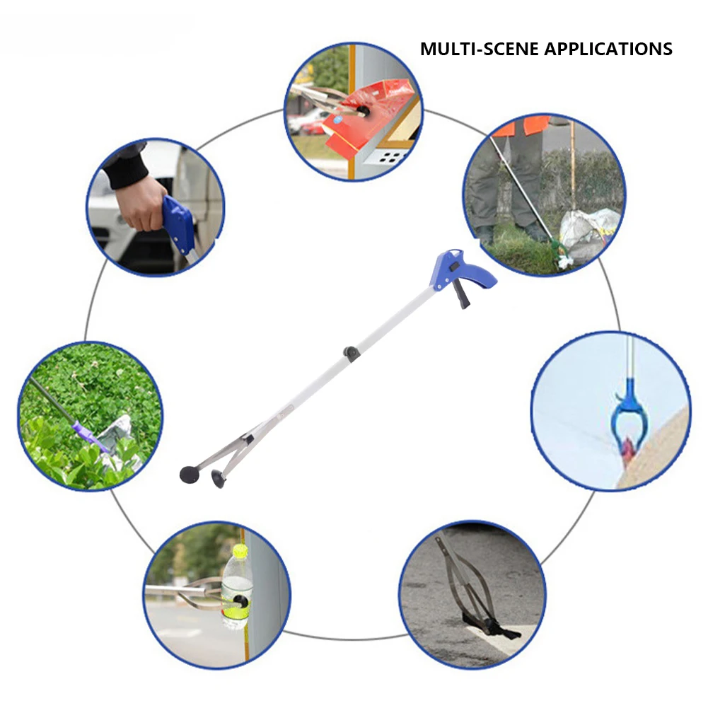 1pc Aluminum Alloy Grabber Reacher Tool Folding Garbage Clip Picker Extended Picker Pliers Sanitary Pickup Cleaning Supplies 3