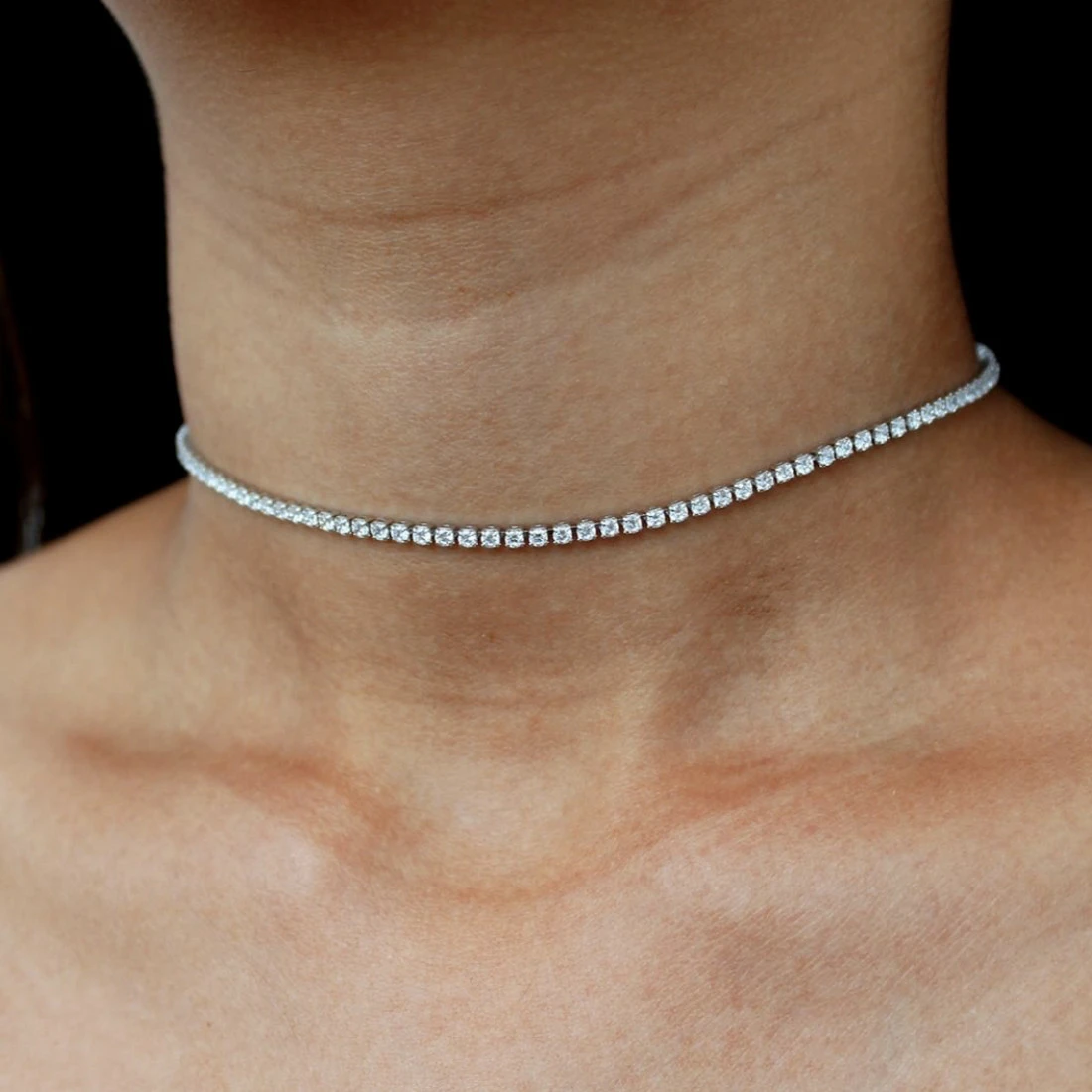 Hip Hop Punk Designer 3-6MM Iced Out Tennis Necklace for Women Men 14K White gold Filled Wedding Jewelry With 40 - 60 CM 5