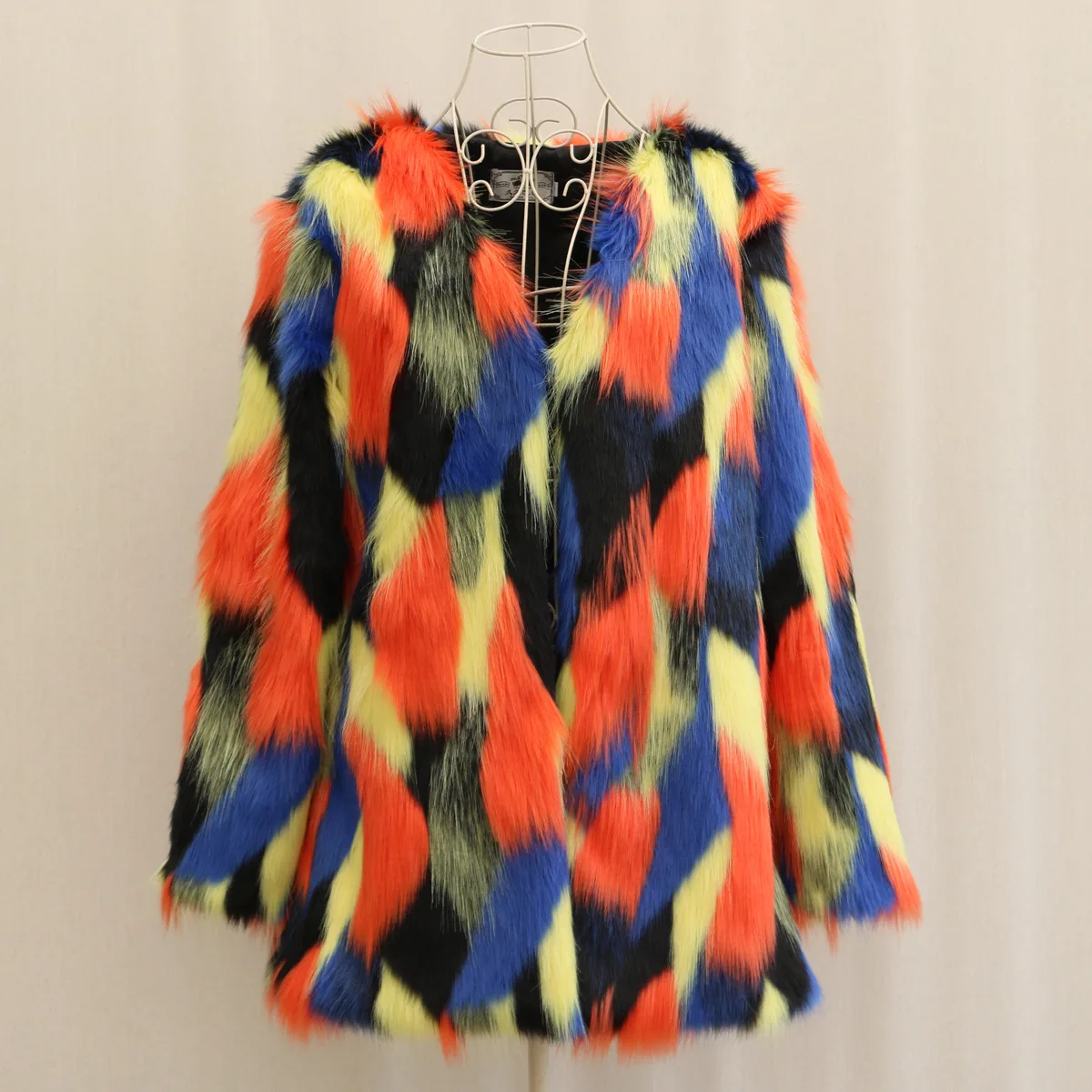 LuxuryVneckLongSleeveFauxFurCoatWomenWinterThickWarmFur