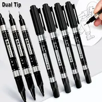 3/5Pcs Set Dual Tip Permanent Art Marker Fineliner Pen 0.5mm 1mm Fine Line Comics Painting Drawing Signature Writing Stationery 1