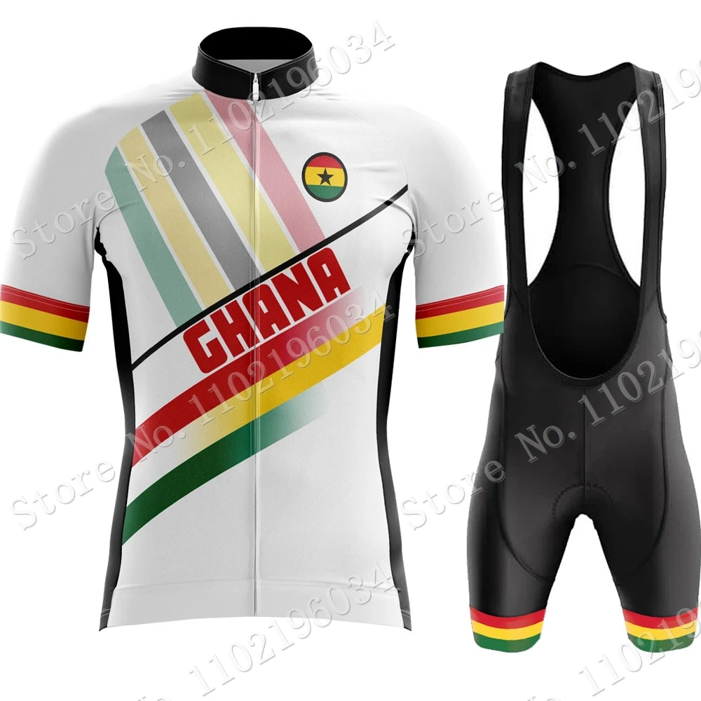 Ghana Team Cycling Jersey Set Short Sleeve Mens Summer White Clothing Road Bike Shirts Suit Shorts MTB Maillot Culotte