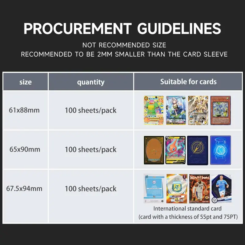 풀탭 탑로더 및 카드 세이버용 슬리브 SEMI-RIGID CARD HOLDER(더 편리한 카드 픽업) YuGiOh용 용