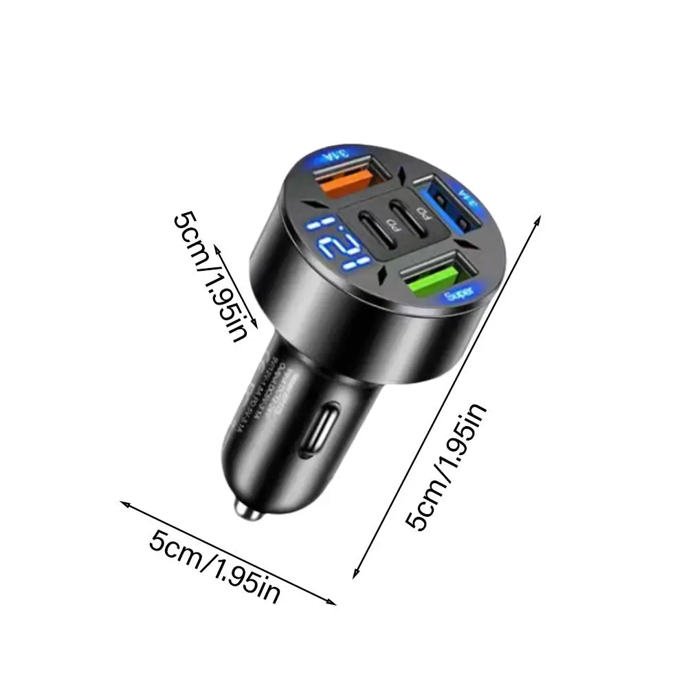 Caricabatteria da auto 250W QC 3.0 USB Type-c ricarica rapida 5 porte USB A + USB C adattatore accendisigari A ricarica rapida per IPhone - immagine 6