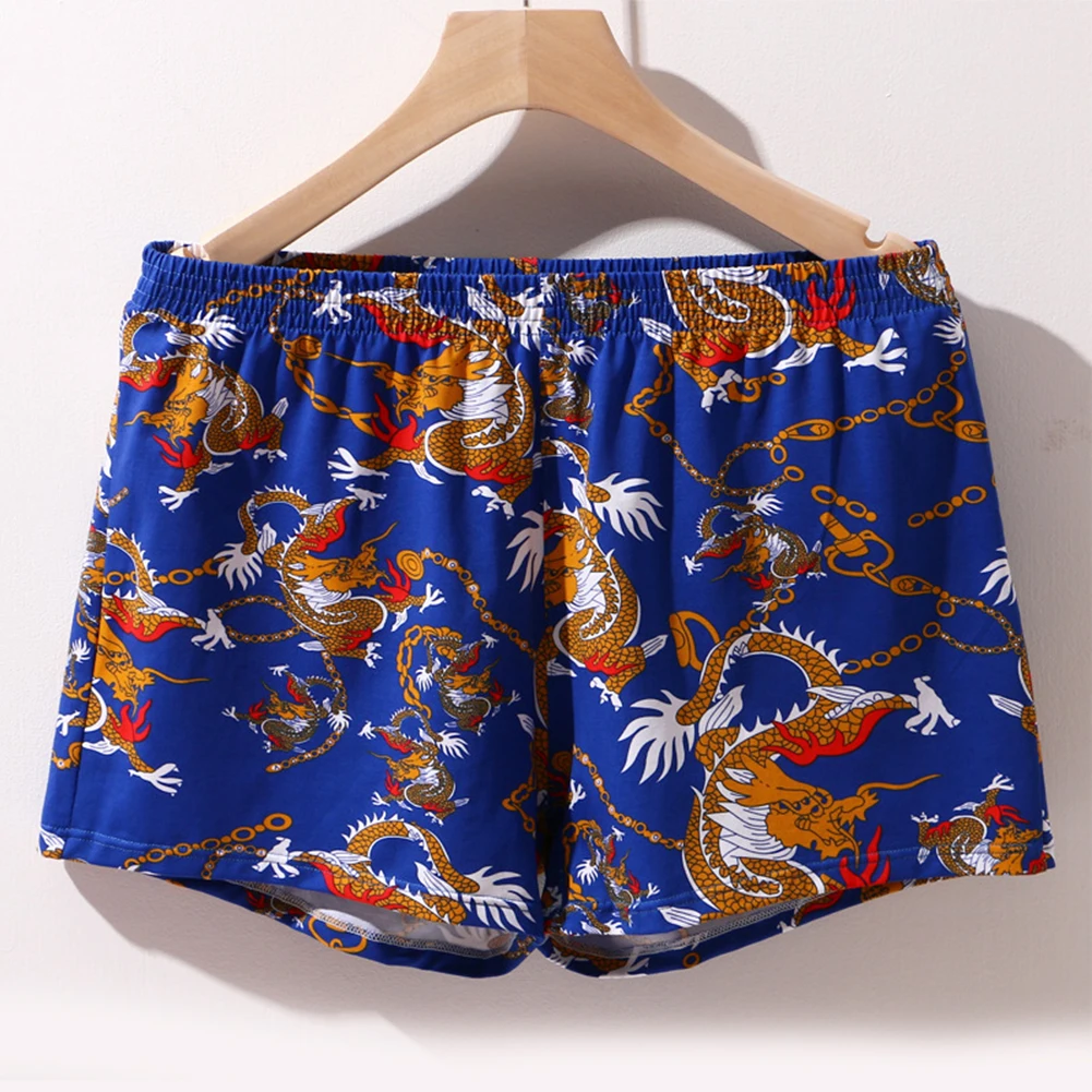 

Men Dragon Printed Underwear Shorts Loose Cotton Breathable Arrow Pants Casual Sports Shorts Male Clothing Homewear Summer