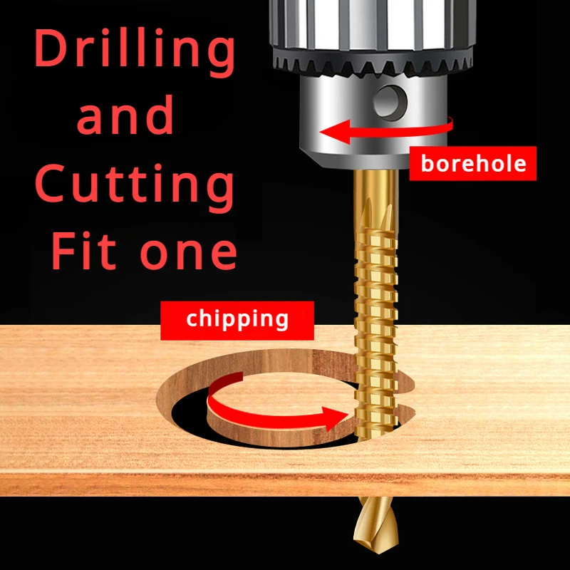 다기능 드릴 비트, 목재 육각 생크 금속 드릴 비트, 티타늄 오거 펀치 도구, 구멍 톱 키트, 전문 드릴, 3 개, 6 개