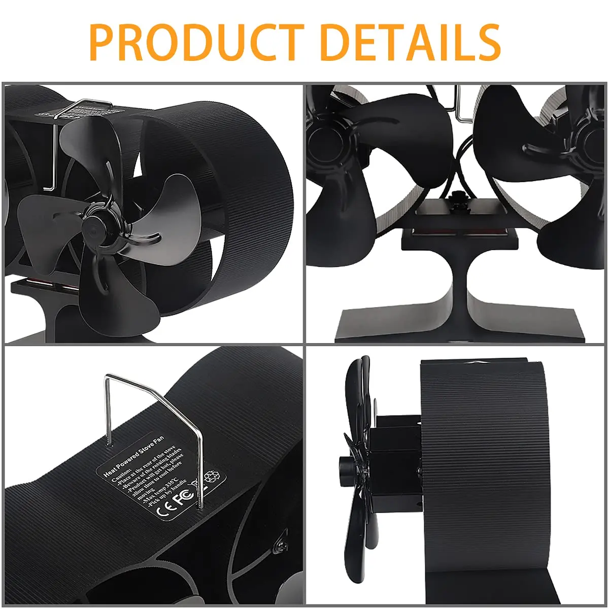 Stove Fan,8 Blades Log Burner Fan Heat Powered Fire Fans for Wood Burning Stove,Small Double Stove Fans Silent Operation