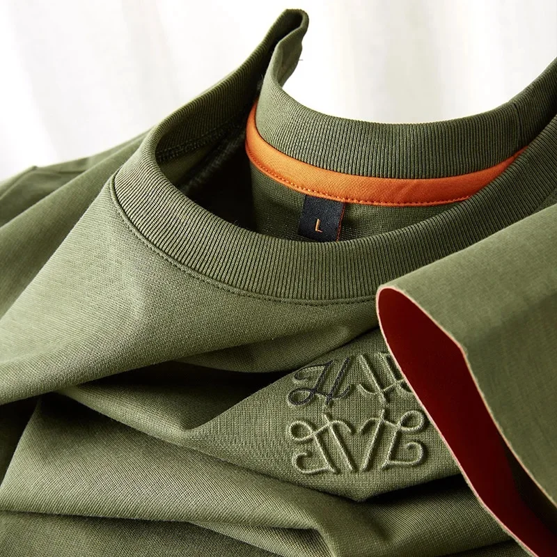 الصيف رقيقة الحرير الجليد سلس الأخضر تي شيرت الرجا...