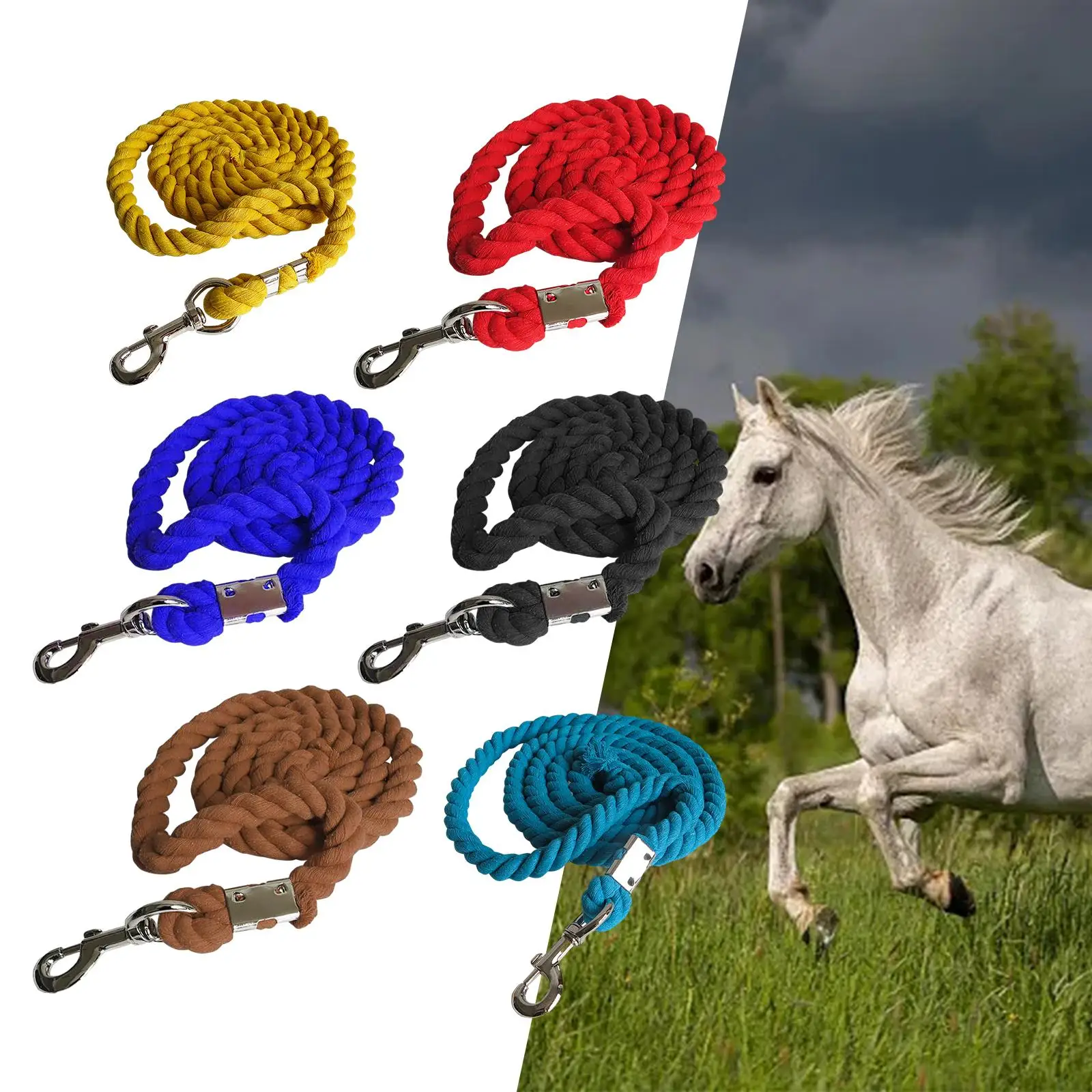 Webbing Horse Lead Rope Soft Durable Practical Bolt Snap Swivel Buckle Professional Accessory Easy to Use Horse Leading Rope