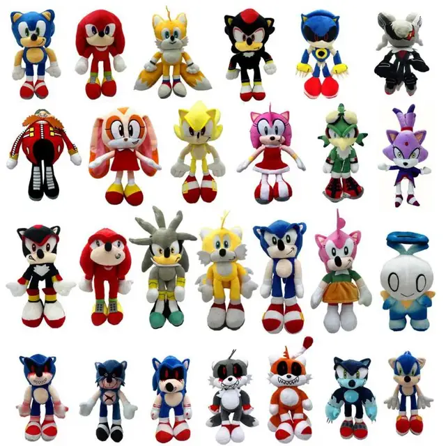 20-40 Cm Super Sonic Hedgehog Soft Stuffed Plush Doll Cartoon Knuckles Bag Shadow Silver Tails Metalsonic Plushie Backpack Toys