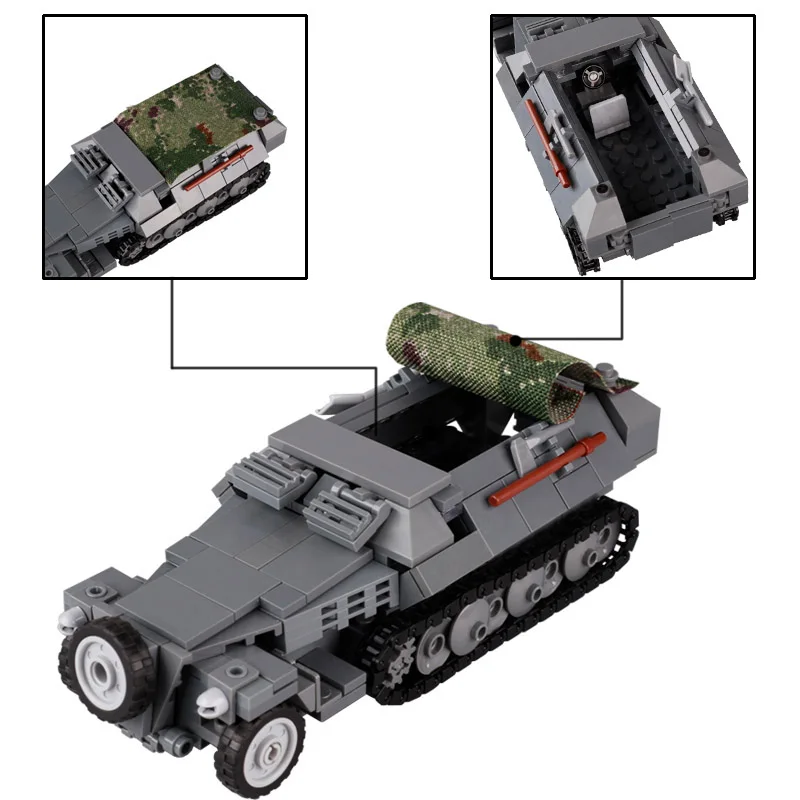 Set Mattoncini Veicolo Militare Marder III H 661 Pezzi - Modellino Carro Armato Tedesco WW2 Per Adulti E Bambini 10+ - 6