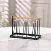Household Glass Wooden Rack Water Storage Drying Rack Tea Cups Drain Shelf Desktop Cups Organizing Rod Kitchen Accessories 6