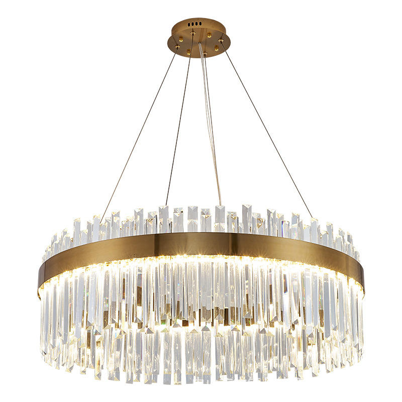Modern Luxury K9 Crystal LED Pendant Light Circular Oval Gold Chandeliers For Living Room Home