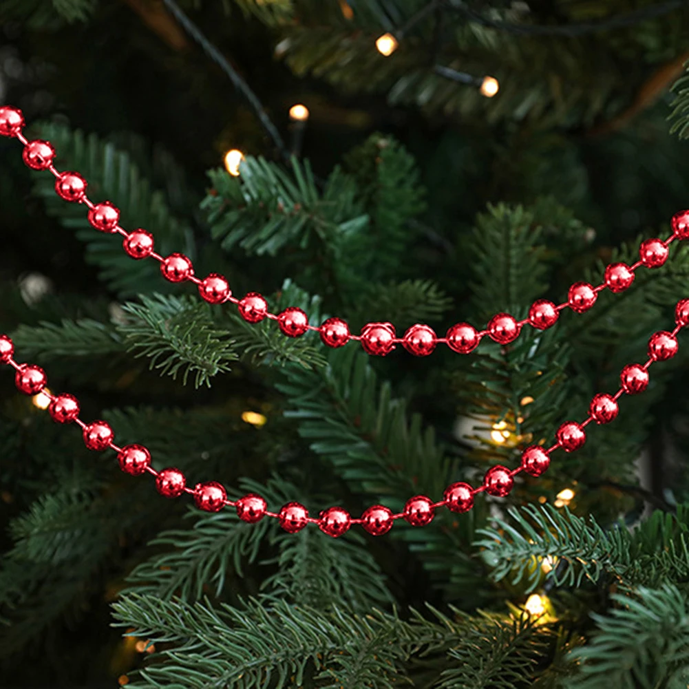 Guirnalda de cadena de cuentas de 5 m, adornos colgantes para árbol de Navidad, cadena de perlas artificiales, decoración para fiestas de bodas