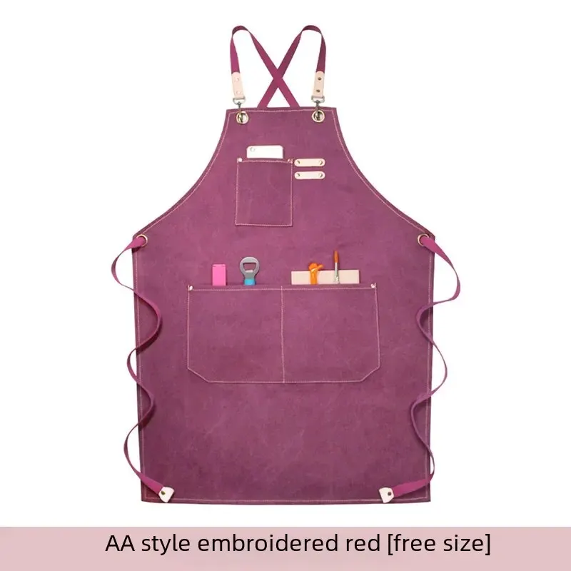 Thick canvas AA style embroidered red