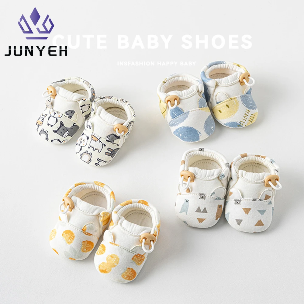 Non-slip Baby Shoes Boys Girls Cute Bear Animal Print Sandals Cotton Soft Sole Newborn Walker Toddler Shoe Breathable