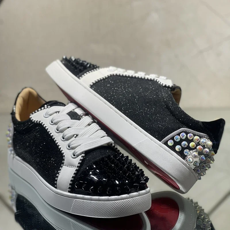 

Оригинальные мужские кроссовки 2023, весенние Роскошные брендовые разноцветные кроссовки с заклепками, Повседневные кроссовки с низким верхом и красной подошвой