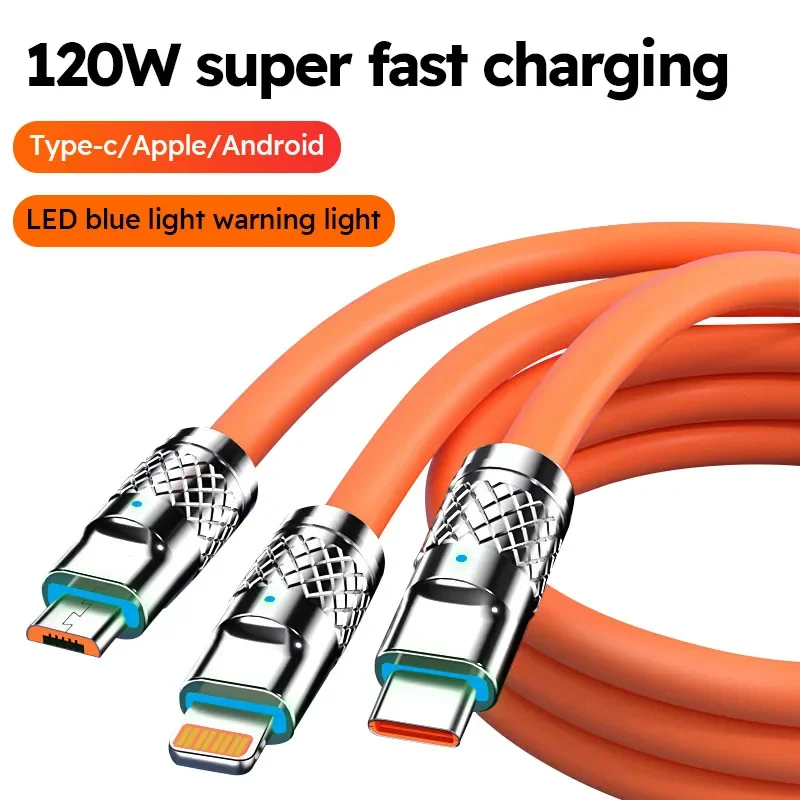 รูปสินค้า สายชาร์จ USB 3 พอร์ต ชาร์จเร็ว 120W สำหรับมือถือทุกแบรนด์