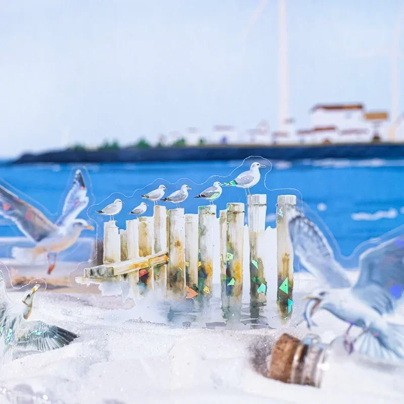 10Pcs 장식 쓰기 스티커 스크랩북 함께 갈매기 핸드북 재료 콜라주 동물 배경 146*96mm를 볼 수 있습니다