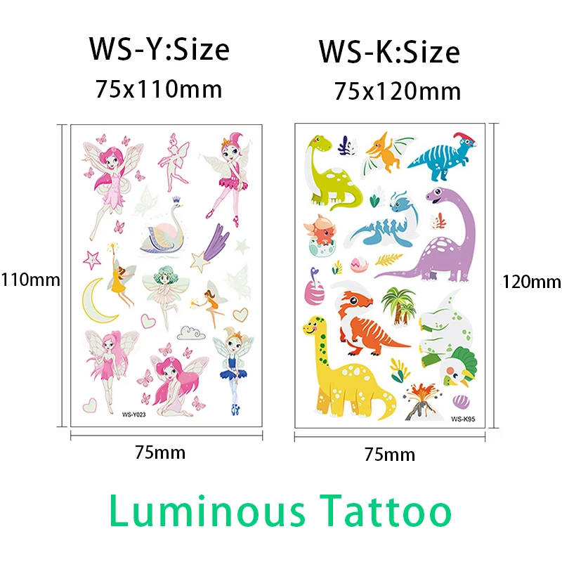 temporary tattoos Luminous Tattoo 4 10pcs/Set Temporary Tattoos Mermaid Licorne Children Stickers for Kids Pokemon Tattoo for Kids Unicorn