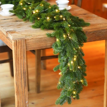 180cm 인공 식물 크리스마스 화환 조명 전나무 소나무 가지 크리스마스 장식 등나무 화환 포도 나무 홈 장식