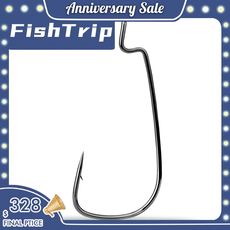 

FishTrip Ewg Hooks Bass Fishing Texas Rig Hooks Wide Gap Offset Worm Fishing Hooks Saltwater Fishing Offset Hook Freshwater