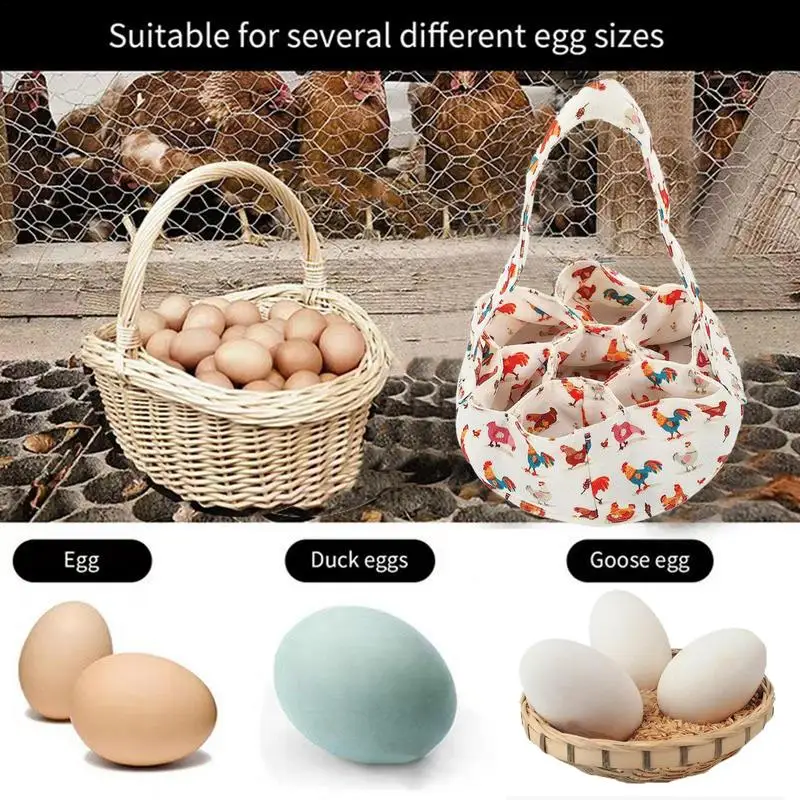 

Mini Fabric Egg Basket For Gathering Fresh Eggs Striped Farmhouse With Handle Heavy Duty Egg Collection Basket with 7 pockets