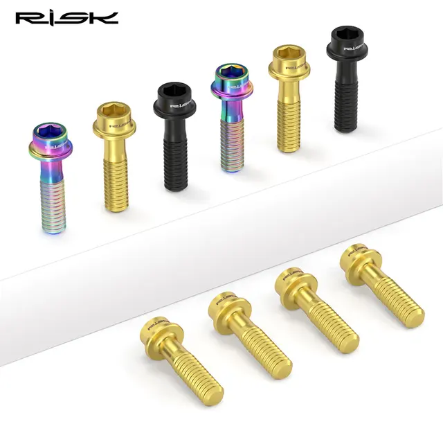 Bulloni Titanio Per Bici M5 - Testa Conica Con Rondella, Grado 5, Conf Da 6 (Nero, M5x16mm) - Foto 8