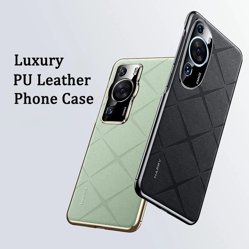 Keysion Grid Muster Pu Ledertasche für Huawei P60 P60 Pro Plating PC Kamera Schutz Telefon Rückseite für Huawei P60 Pro – Detail 4