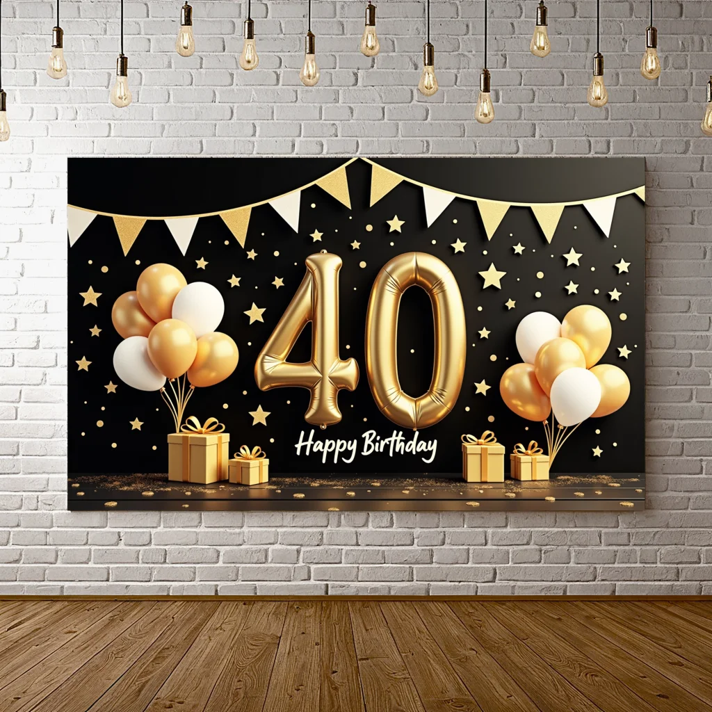 Geburtstag Banner Ballon Dekoration 40. Geburtstag Feier Banner Gold Thema Foto Requisite für Urlaub Feier Geburtstag