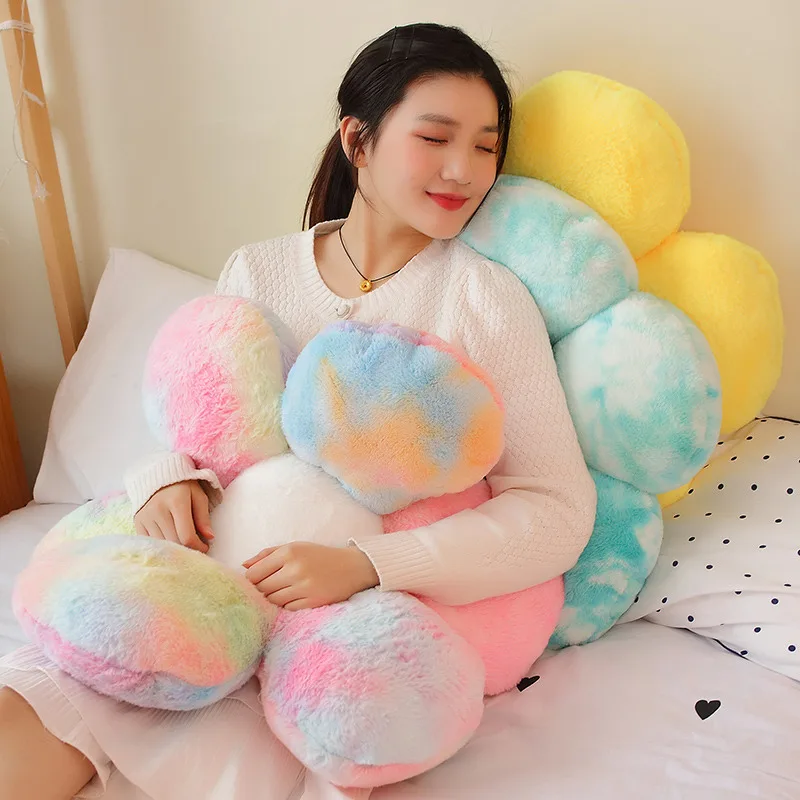 Colorful Flower Plush Pillow Cushion Soft Plant Mat Stuffed For Sofa Bed Sleeping Back Cushion Just6F