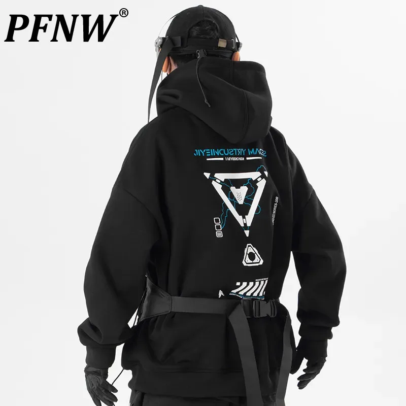 

PFNW Heavy Industry Autumn New Fashion Brand Hip Hop Geometric Print Sweater Men Darkwear Women's Loose Casual Hooded 12Z4113
