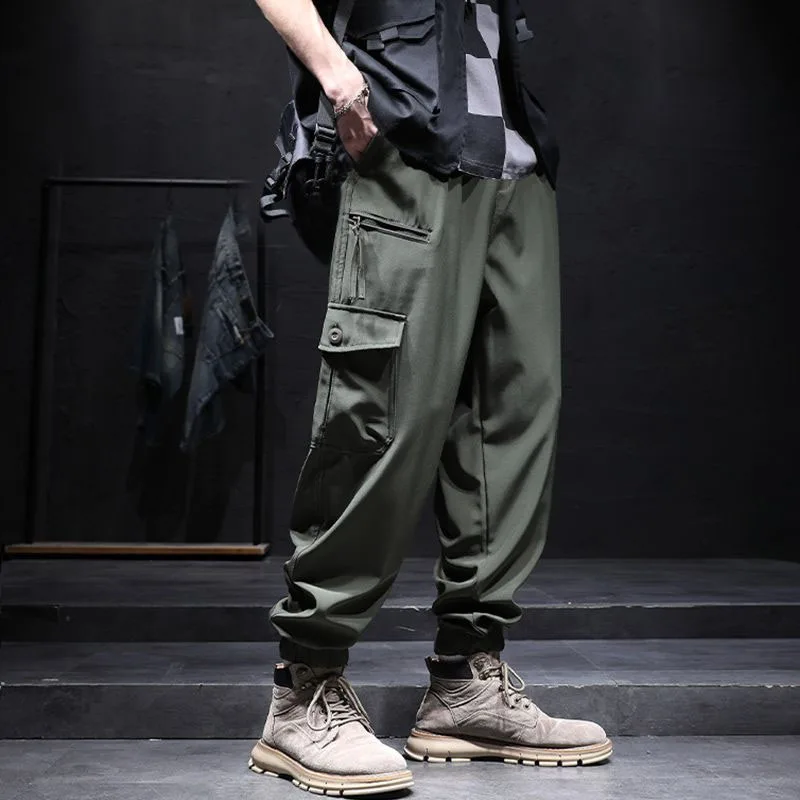 New Autumn Fashion Trend Label Patchwork Work Leggings Harlan Loose and Versatile Ruffian Handsome Men's Casual Sports Pants