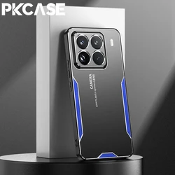 PKCASE Aluminum Alloy Shockproof Slim Metal Phone Cover for Xiaomi 14 Pro (Black Blue)