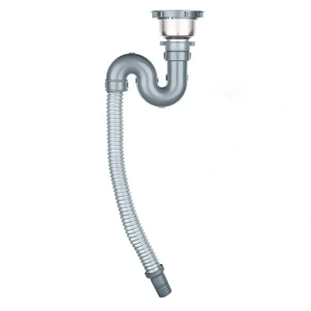 1 Pcs Stainless Steel Sink Drain Assembly S-trap Sink Drainer And Pipe S Bend Hose Wire Drain Kit For Bathroom Kitchen