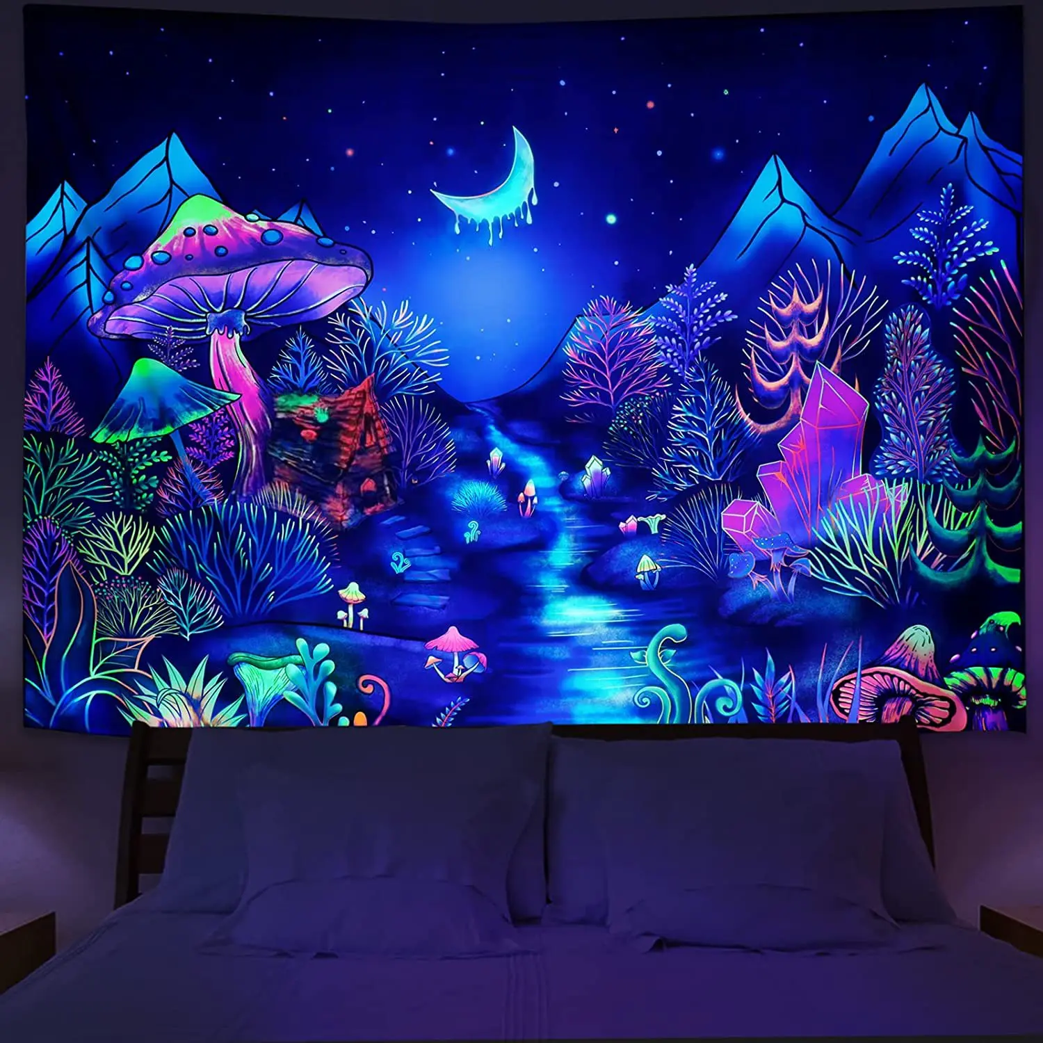 Astronaut UV Fluorescent Tapestry Aesthetics Wall Hanging Hippie Tapestry Bedroom Independent Room Decoration tapestry decorations