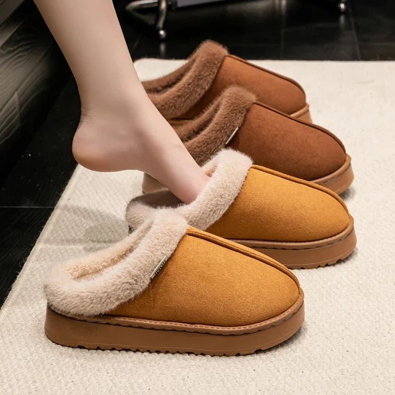 Fashion Women Fluffy Slippers for Autumn and Winter Indoor EVA Thick Sole Anti-Slip and Warm Unisex Slippers for Winter 3