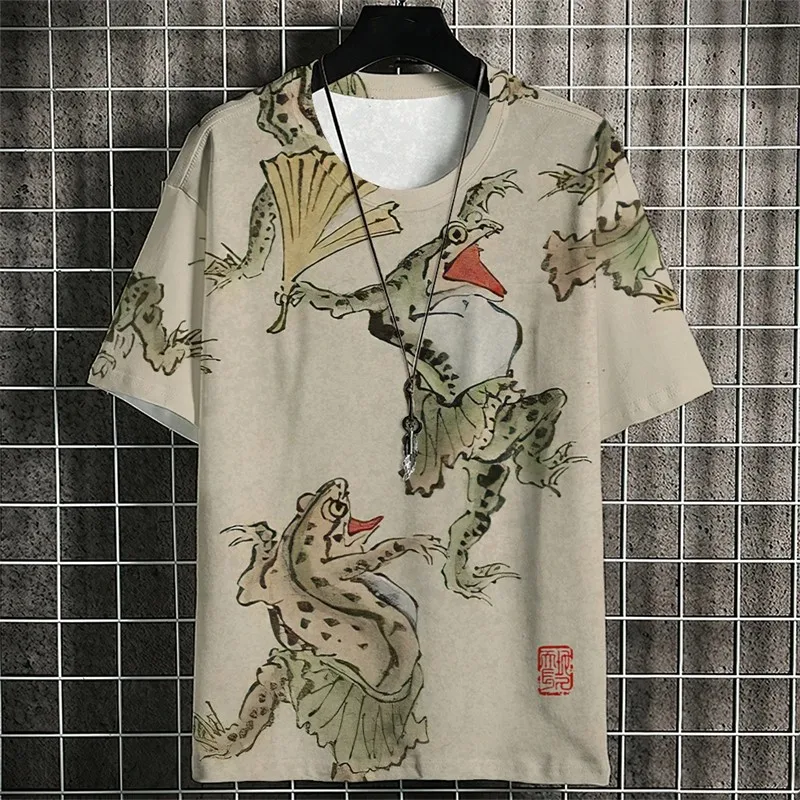 Camiseta de hombre con diseño de gato samurái japonés, camiseta de verano de moda de manga corta con estampado 3D de dibujos animados, camiseta de anime para hombre, camisetas para hombre